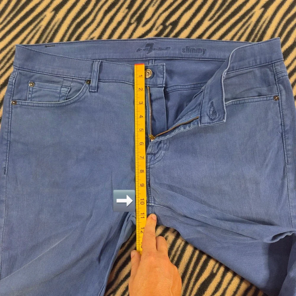 7 For All Mankind Slimmy Slim Straight Jeans Blue Mens Size 36 Stretch